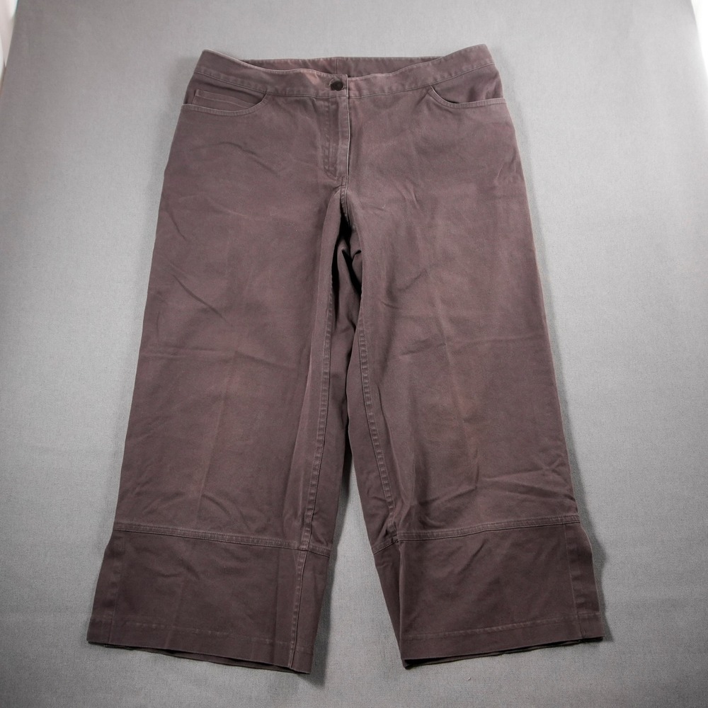 EILEEN FISHER Brown Wide Leg Cropped Pants Capri M Cotton Blend Casual
